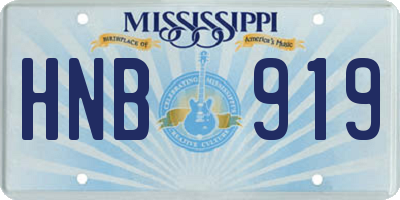 MS license plate HNB919