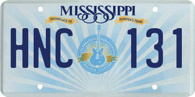 MS license plate HNC131