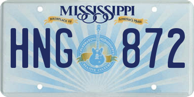 MS license plate HNG872