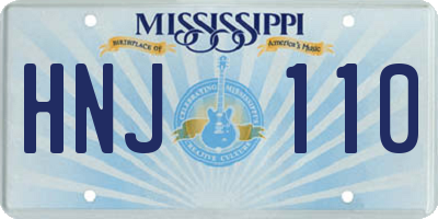 MS license plate HNJ110