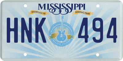 MS license plate HNK494