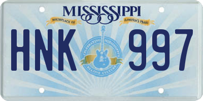 MS license plate HNK997