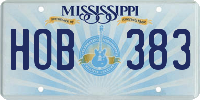 MS license plate HOB383