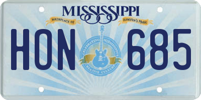 MS license plate HON685