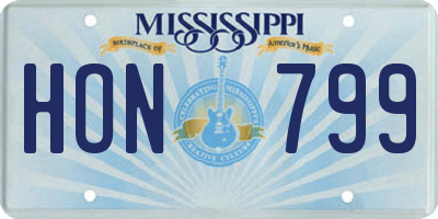 MS license plate HON799