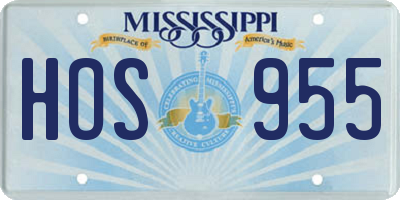MS license plate HOS955