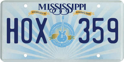 MS license plate HOX359