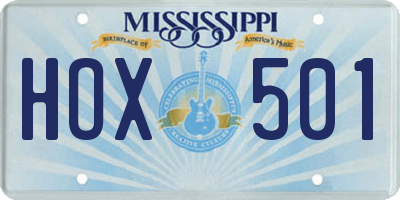 MS license plate HOX501