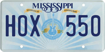 MS license plate HOX550