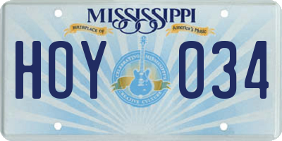 MS license plate HOY034