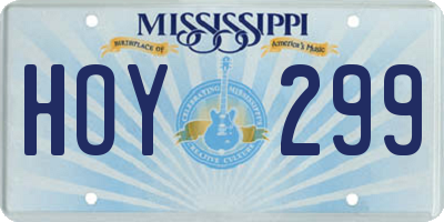 MS license plate HOY299