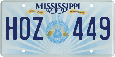 MS license plate HOZ449