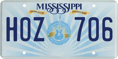 MS license plate HOZ706