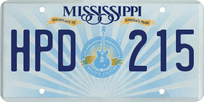 MS license plate HPD215