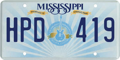 MS license plate HPD419