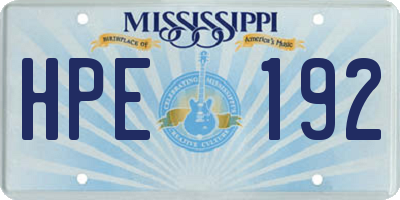 MS license plate HPE192