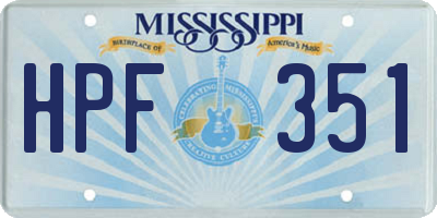 MS license plate HPF351