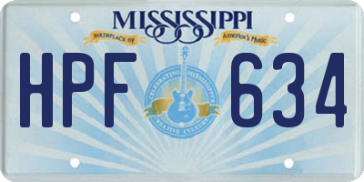 MS license plate HPF634