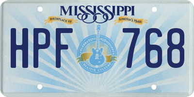 MS license plate HPF768