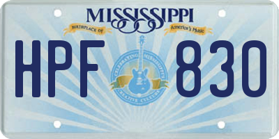 MS license plate HPF830
