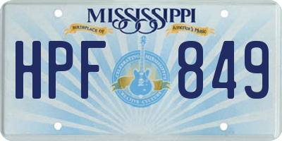 MS license plate HPF849