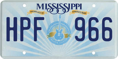 MS license plate HPF966