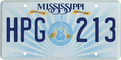 MS license plate HPG213