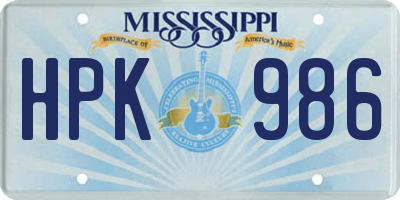 MS license plate HPK986