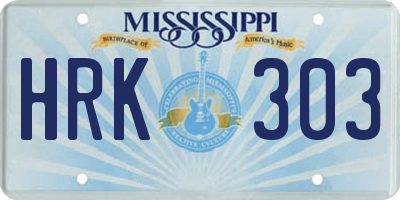 MS license plate HRK303