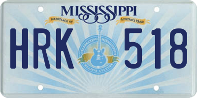 MS license plate HRK518