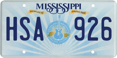 MS license plate HSA926