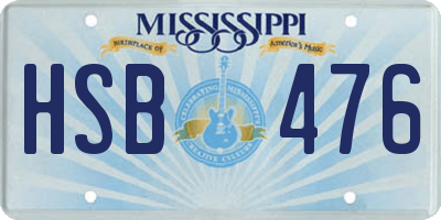 MS license plate HSB476