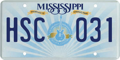MS license plate HSC031