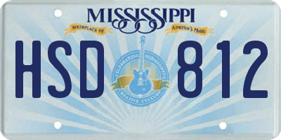 MS license plate HSD812