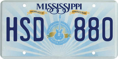 MS license plate HSD880