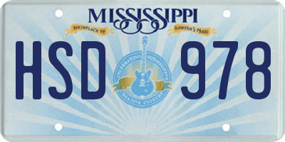 MS license plate HSD978