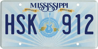 MS license plate HSK912