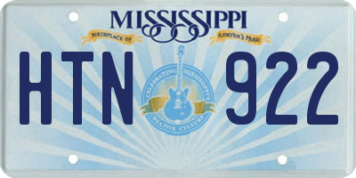 MS license plate HTN922