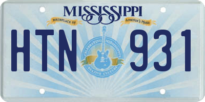 MS license plate HTN931