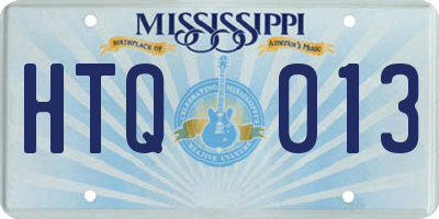 MS license plate HTQ013