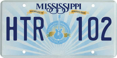 MS license plate HTR102