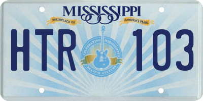 MS license plate HTR103