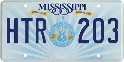 MS license plate HTR203