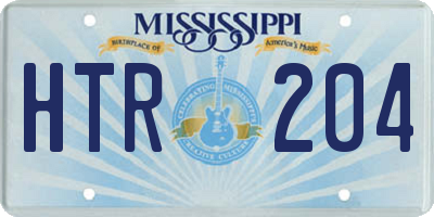 MS license plate HTR204