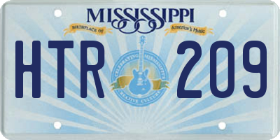 MS license plate HTR209