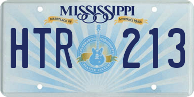MS license plate HTR213