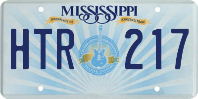 MS license plate HTR217