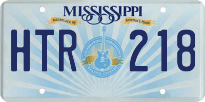 MS license plate HTR218
