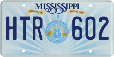 MS license plate HTR602