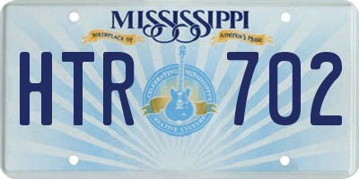 MS license plate HTR702
